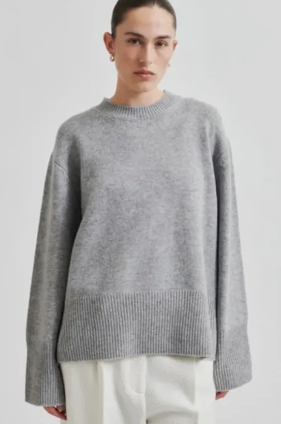 Discount Alpha Knit O-Neck, grey melange Neuleet Ja Neuletakit|Uutuudet