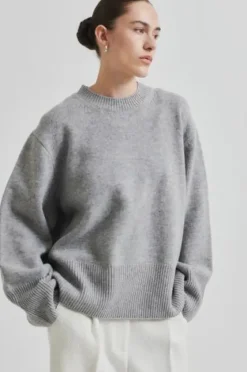 Discount Alpha Knit O-Neck, grey melange Neuleet Ja Neuletakit|Uutuudet