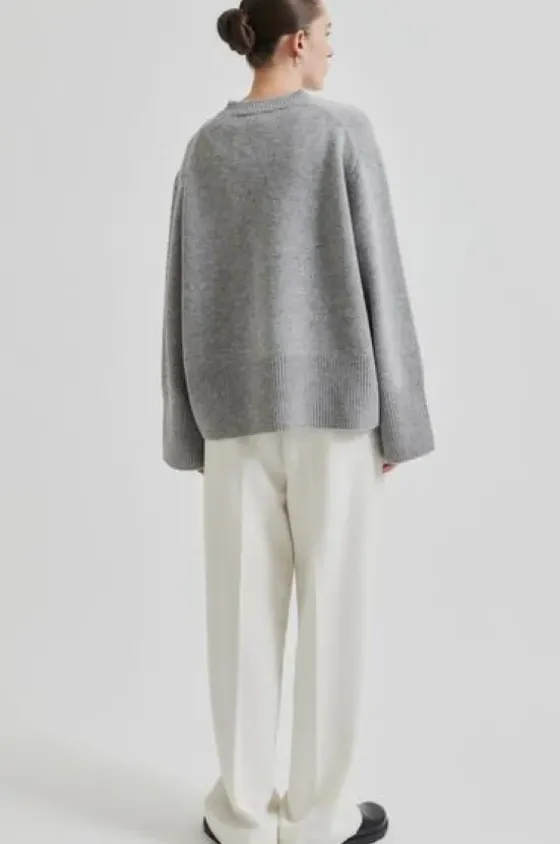 Discount Alpha Knit O-Neck, grey melange Neuleet Ja Neuletakit|Uutuudet