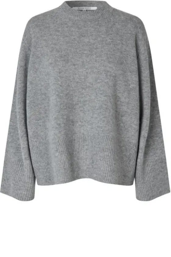 Discount Alpha Knit O-Neck, grey melange Neuleet Ja Neuletakit|Uutuudet