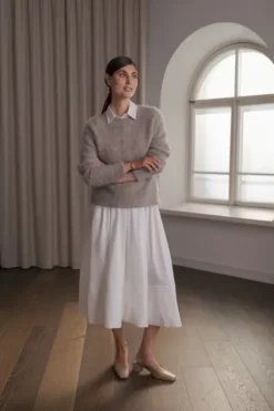 Hot Arielle pitkähihainen neule, greige Neuleet Ja Neuletakit