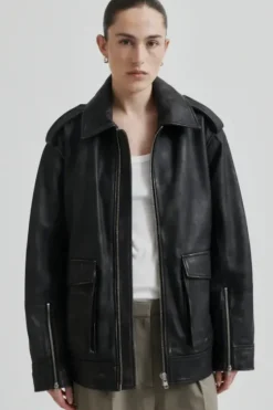 New Auras Leather Jacket, black Ulkotakit Ja -Liivit|Uutuudet