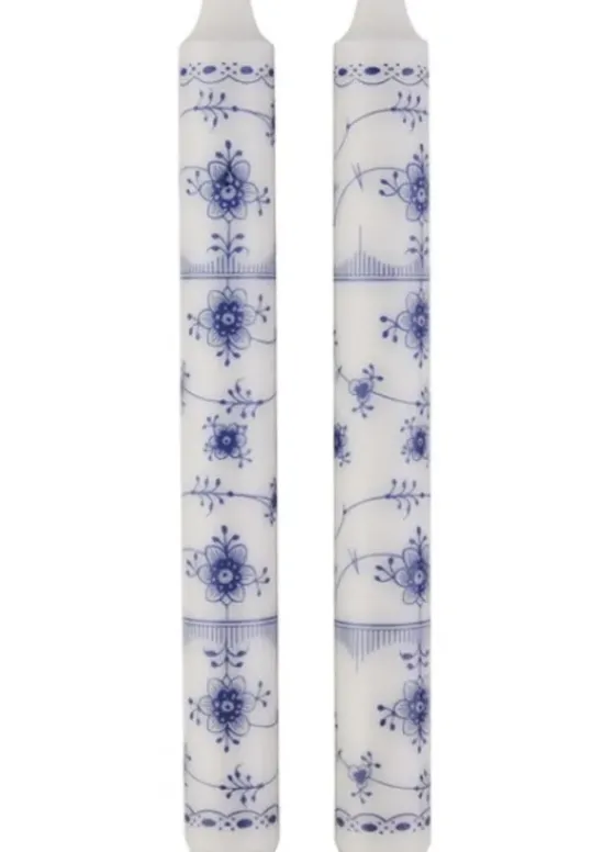 Clearance Blue Fluted kuviokruunukynttilä 25cm, sininen Kynttilät Ja Lyhdyt