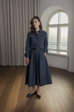 New Camilla puuvillakauluspaita, dark navy Paidat Ja Topit|Uutuudet
