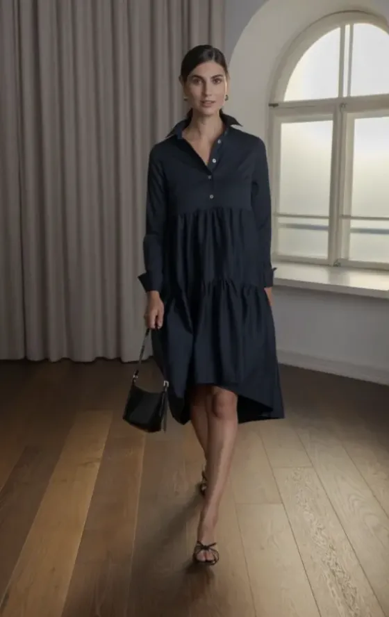 Hot Clarette pitkähihainen mekko, dark navy Mekot Ja Hameet|Juhlavaatteet