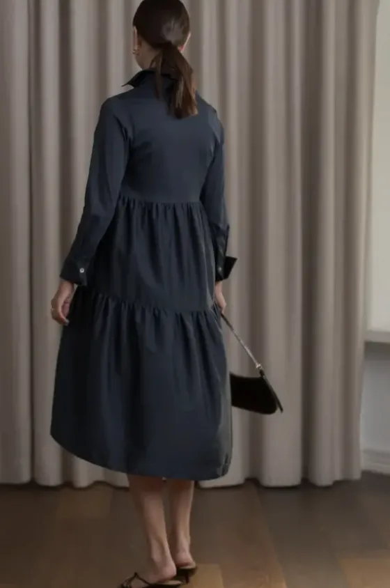 Hot Clarette pitkähihainen mekko, dark navy Mekot Ja Hameet|Juhlavaatteet