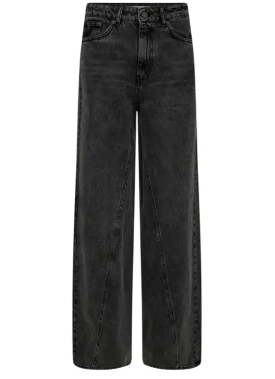 Discount - VikaCC Long Wide Seam Jeans, black Farkut Ja Housut