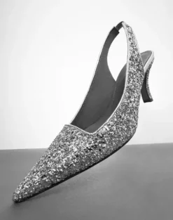 Sale - Franchesca Glitter Textile Silver Korkokengät Ja Ballerinat