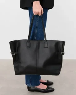 Hot - Lesley tote bag, leather black Laukut