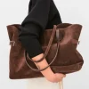 Clearance - Lesley tote bag, suede chocolate Laukut|Janinan Suosikit