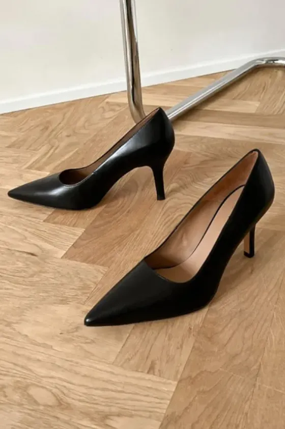 New - Roberta Black Leather korkkarit Korkokengät Ja Ballerinat