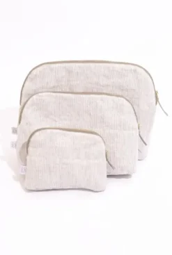 Online Gauhar - kosmetiikkapussi raidallinen beige-valk Kosmetiikkapussit