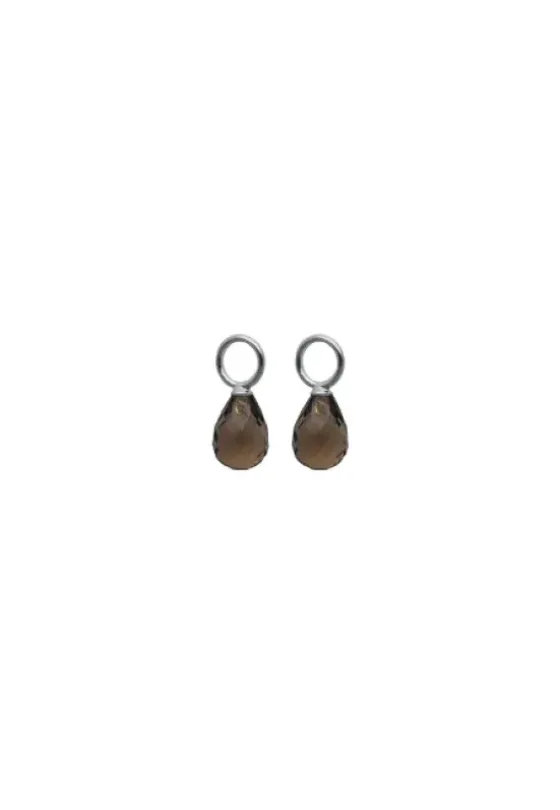 Outlet Gauhar - Lisäosat Smoky Quartz Drop, hopea Gauhar Helsinki