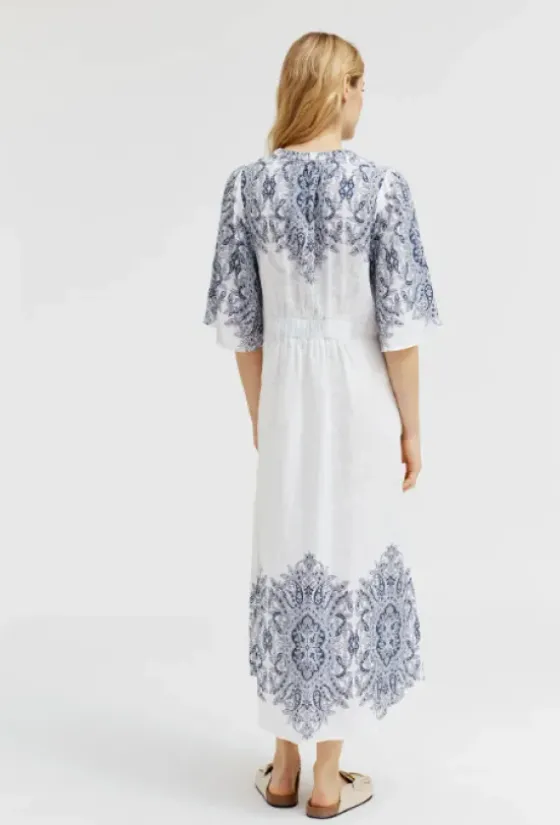Sale - Hali pitkä mekko, white/blue Mekot Ja Hameet|Juhlavaatteet