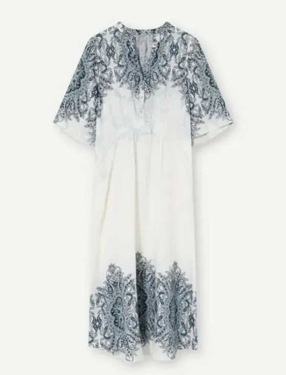 Sale - Hali pitkä mekko, white/blue Mekot Ja Hameet|Juhlavaatteet