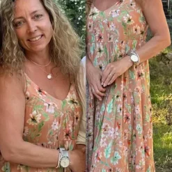 Outlet - Jolanta pitkä olkainmekko, cream print Mekot Ja Hameet|Juhlavaatteet