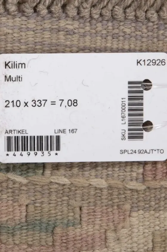 Clearance Kelim matto, multi custom #618 / 210x337cm Matot