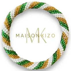 New - Green, White and Gold Nepali Bracelet B172 Maison Kizo