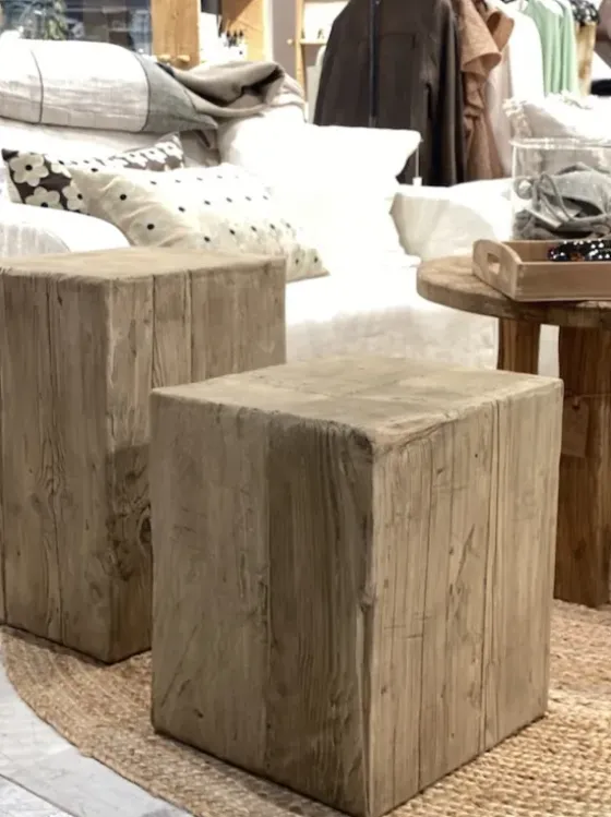 Best - kuutio puujakkara/pöytä 40, natural Vanhat Puuhuonekalut