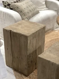 Online - kuutio puujakkara/pöytä 50, natural Vanhat Puuhuonekalut