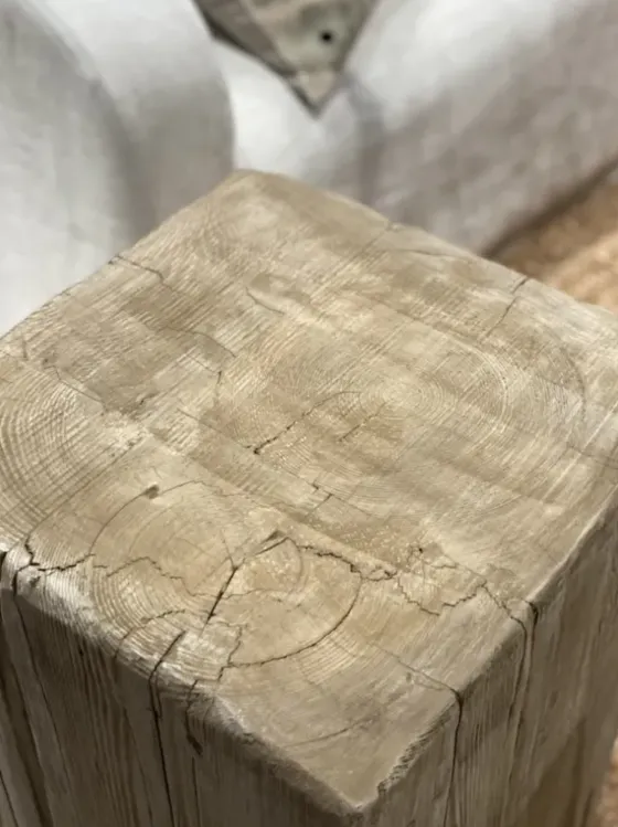 Online - kuutio puujakkara/pöytä 50, natural Vanhat Puuhuonekalut