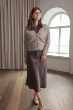 Outlet Tianna midi satiinihame, dark chocolate Mekot Ja Hameet|Juhlavaatteet