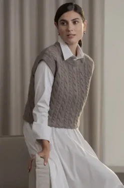 Sale Vivian palmikkoneuleliivi, nougat Neuleet Ja Neuletakit|Uutuudet